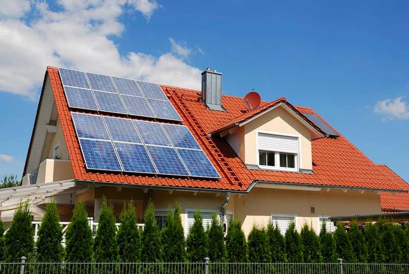 Solar panels on a 2 story home